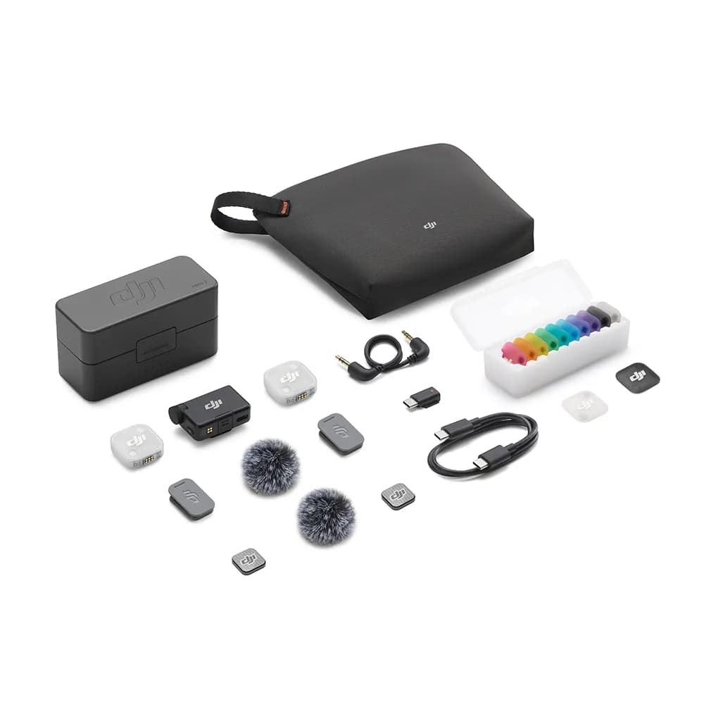 Microfone DJI Mic Mini 2 (2 TX Microfone + 1 RX Receptor + 1 Case de carregamento) BR - DJI143