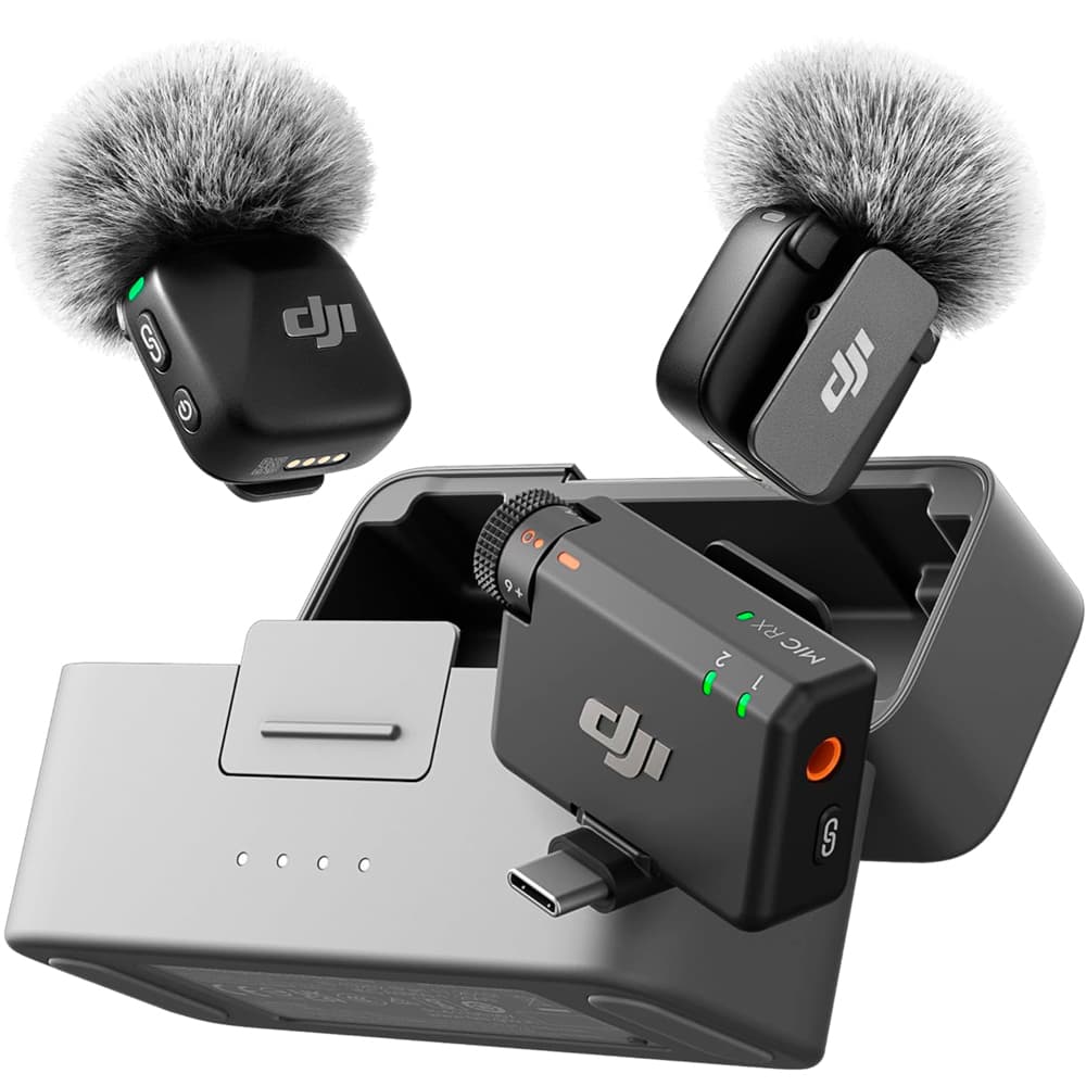 Microfone sem fio DJI Mic Mini (2 Tx + 1 Rx + estojo de carregamento)